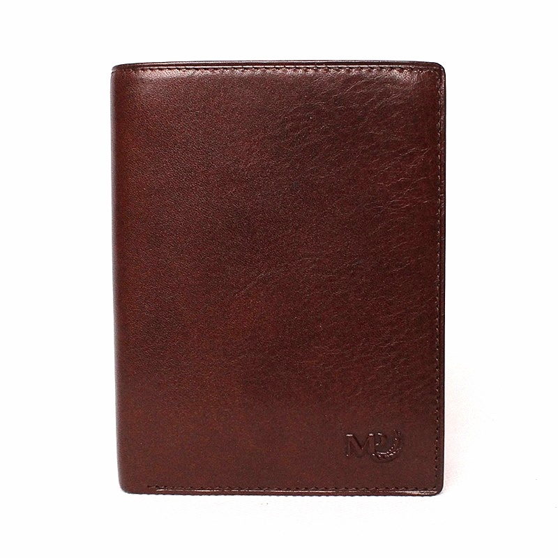 Luxusní tmavěhnědá hladká kožená peněženka Marta Ponti no. B315R + RFID