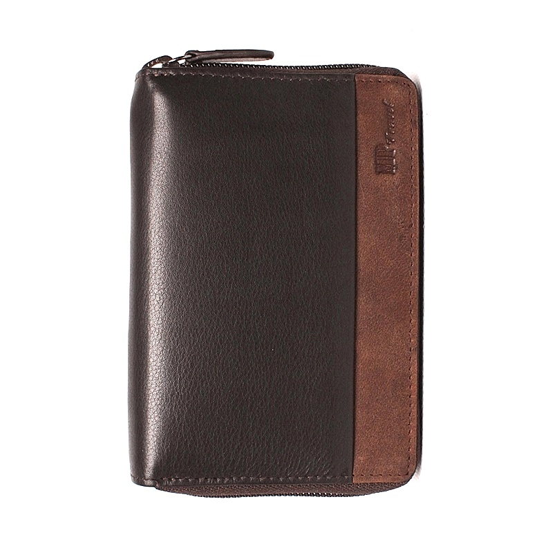 Luxusní celozipová hnědá hladká kožená peněženka Marta Ponti no. B298R + RFID