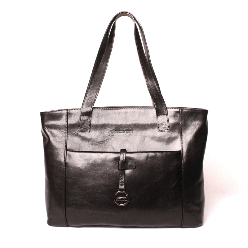 Velká luxusní dámská černá kabelka na rameno Marta Ponti no. 6120