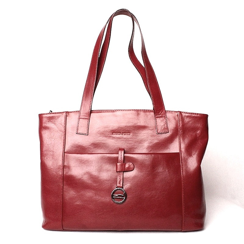 Velká luxusní dámská tmavěčervená kabelka na rameno Marta Ponti no. 6120
