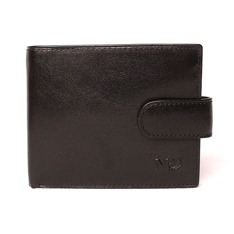 Malá luxusní černá hladká kožená peněženka Marta Ponti no. B357R + RFID