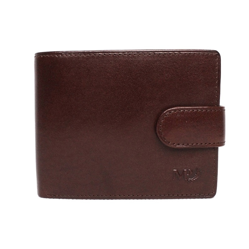 Luxusní tmavěhnědá hladká kožená peněženka Marta Ponti no. B219R +RFID