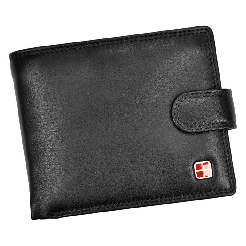 Černá kožená peněženka Allbatross SN 04L s upínkou + RFID