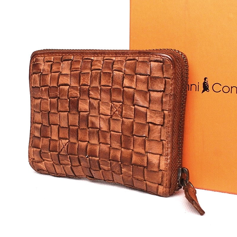 Luxusní celozipová hnědá kožená peněženka Gianni Conti no. 4507315