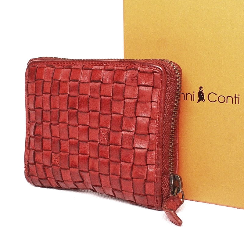 Luxusní celozipová červená kožená peněženka Gianni Conti no. 4507315