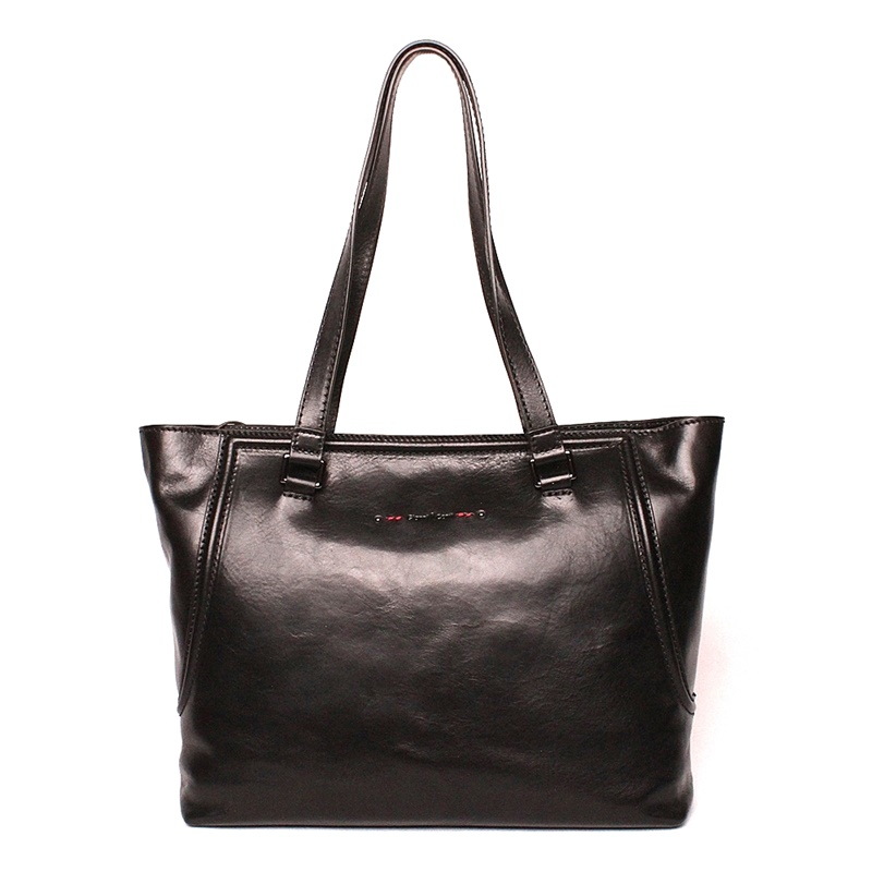 Velká luxusní černá kožená kabelka na rameno Gianni Conti 258