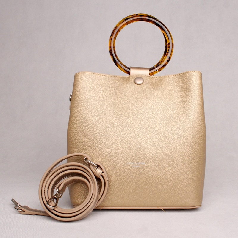 Tříoddílová módní zlatá kabelka do ruky David Jones CM5672A