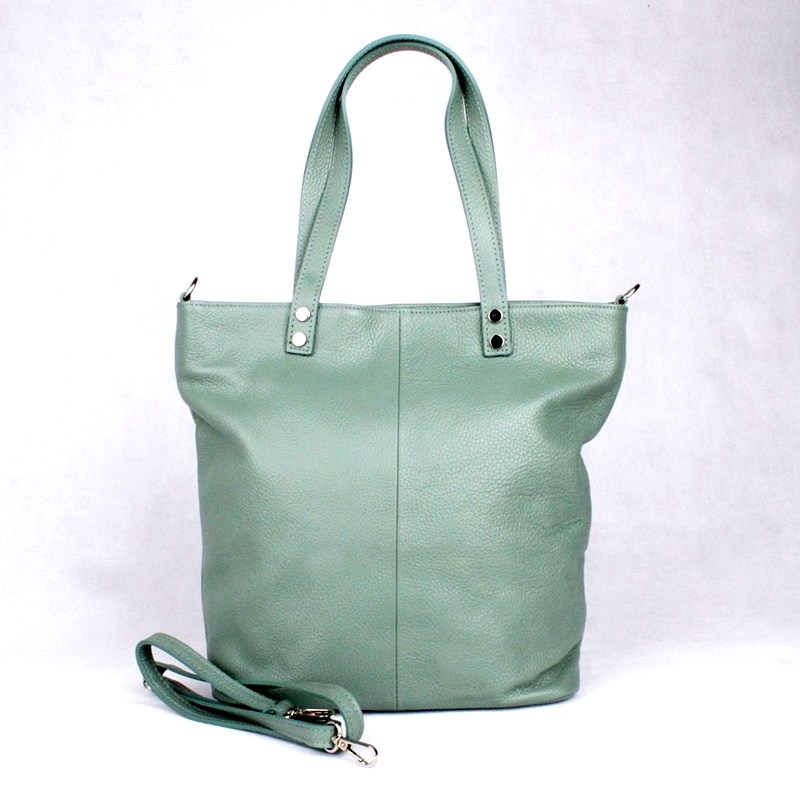 Velká zelená kožená kabelka na rameno Borse in Pelle no. 777