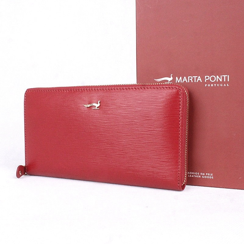 Luxusní celozipová tmavěčervená kožená peněženka Marta Ponti no. P002