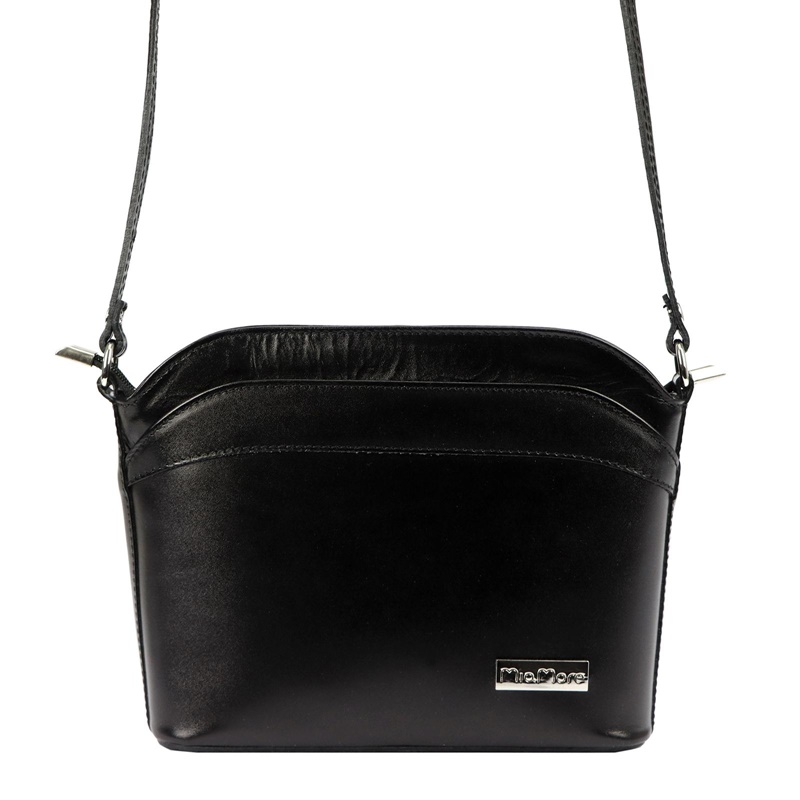 Černá malá kožená crossbody kabelka Mia More no. 009