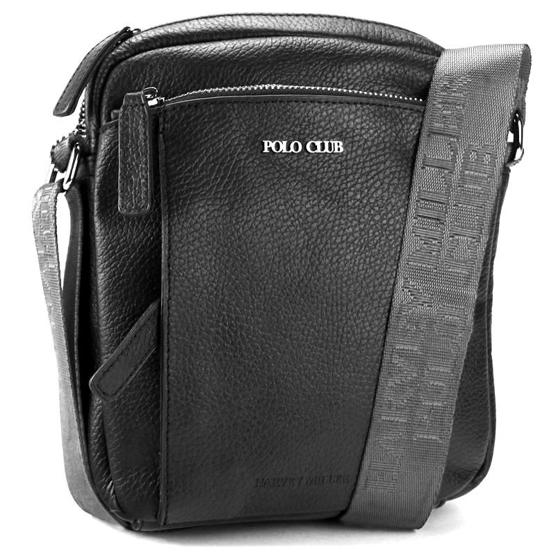 Pánská kožená černá crossbody taška Polo Club no. 327