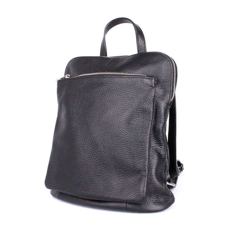 Černý malý/střední kožený batoh/crossbody kabelka no. 210, obsah cca. 5 l