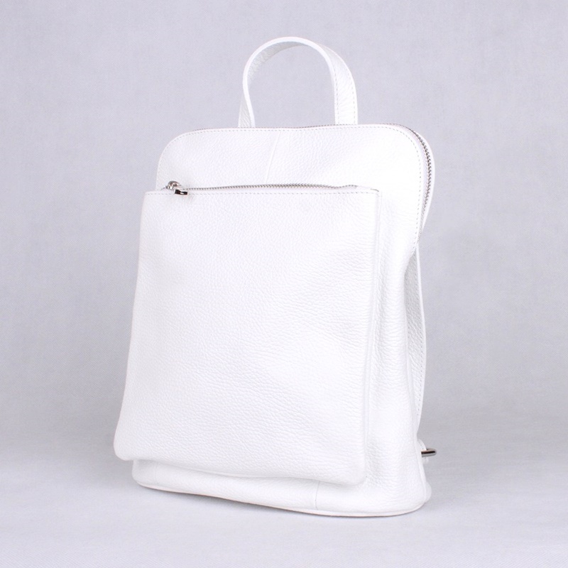 Bílý malý/střední kožený batoh/crossbody kabelka no. 210, obsah cca. 5 l