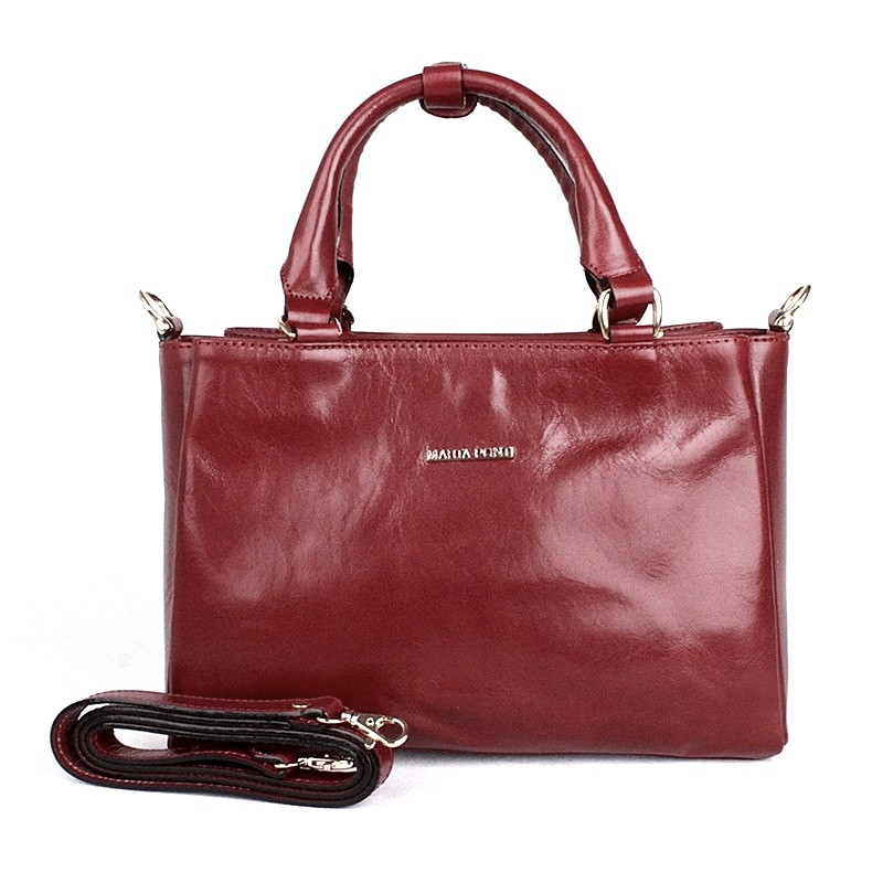 Tříoddílová luxusní dámská tmavěčervená kabelka do ruky Marta Ponti no. 6204