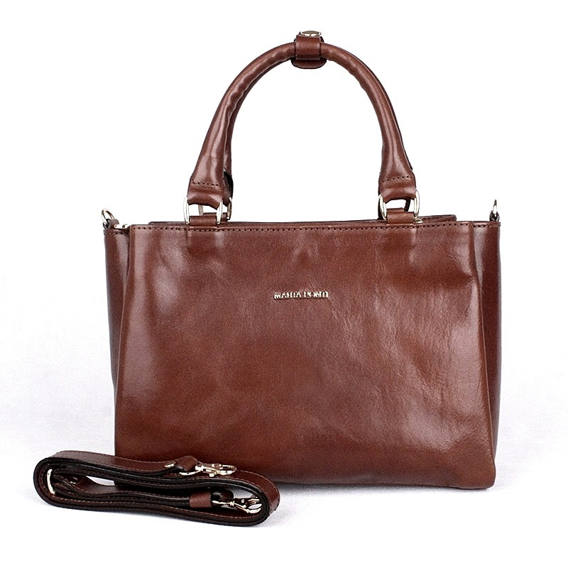 Tříoddílová luxusní dámská hnědá kabelka do ruky Marta Ponti no. 6204