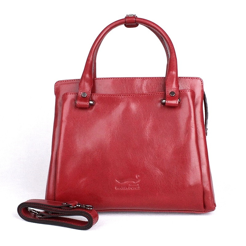 Středně velká luxusní dámská tmavěčervená kabelka do ruky Marta Ponti 6056