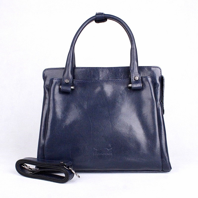 Středně velká luxusní dámská tmavěmodrá kabelka do ruky Marta Ponti 6056