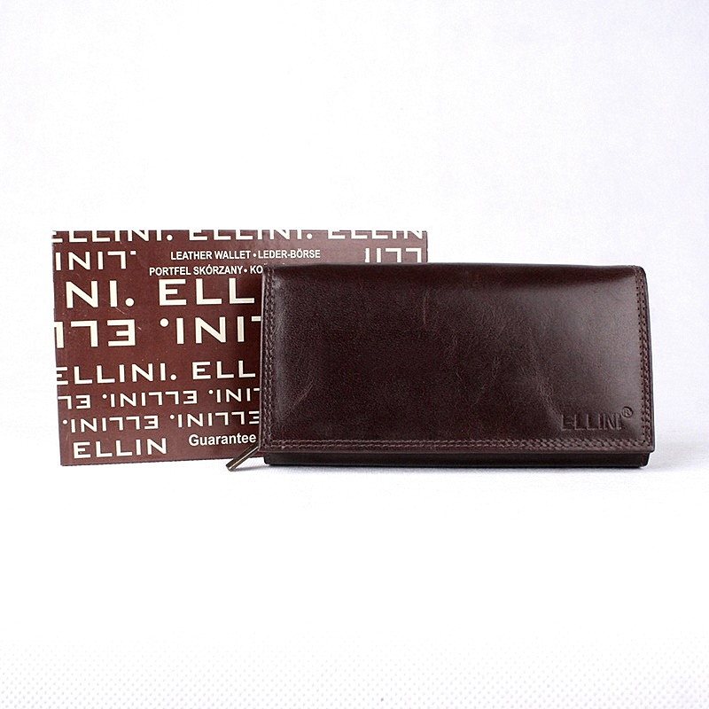 Tmavěhnědá kožená peněženka Ellini  (ADE-21-064)