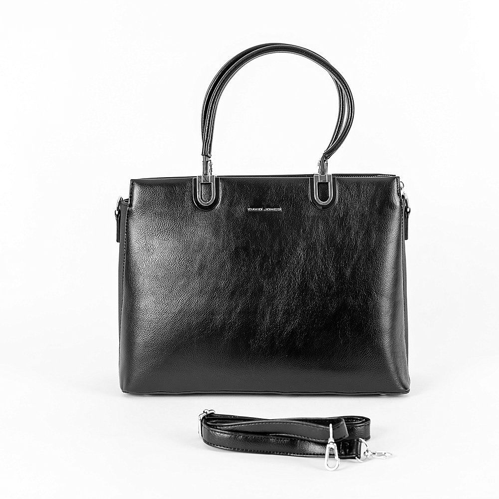 Černá střední tříoddílová elegantní kabelka do ruky David Jones CM6563