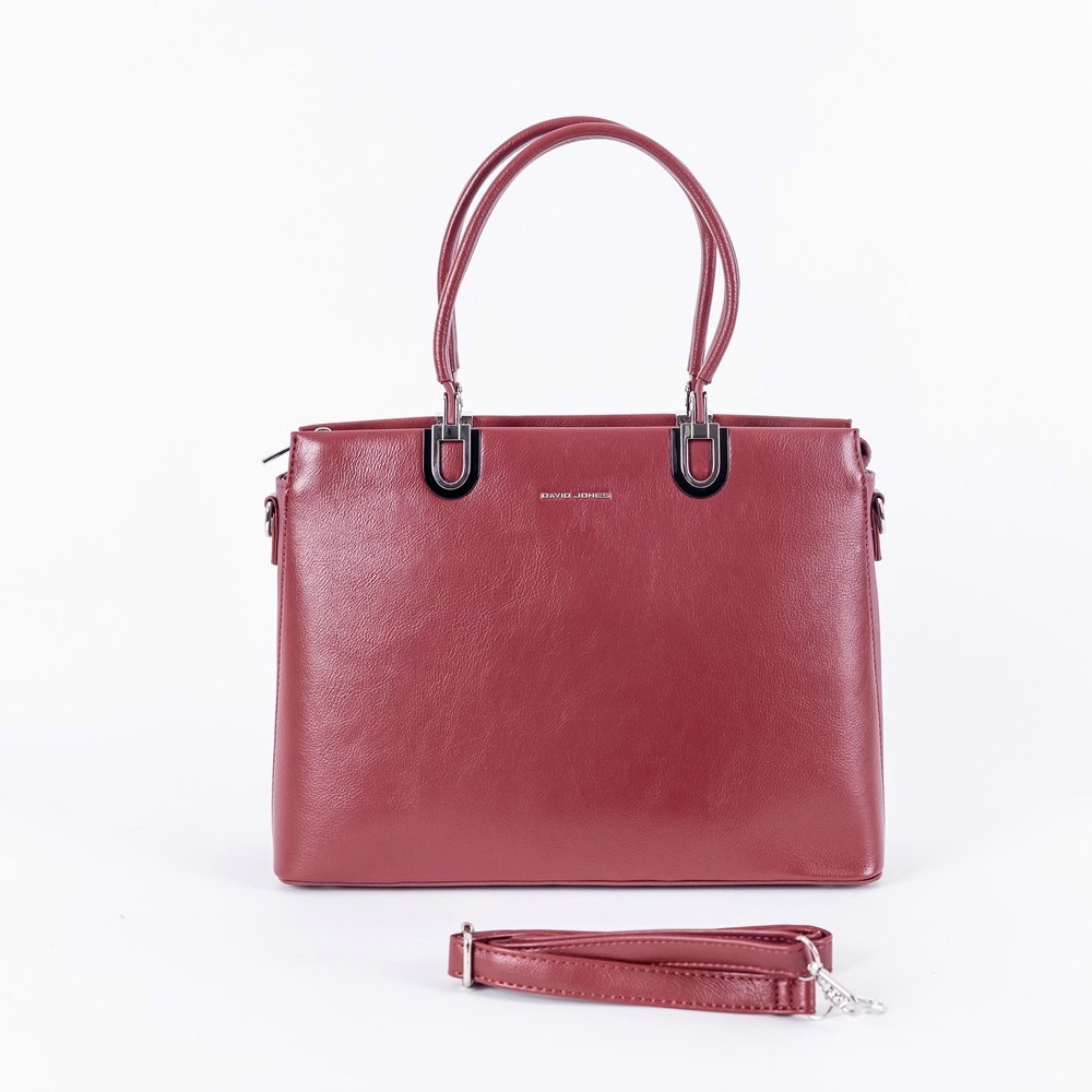 Červená střední tříoddílová elegantní kabelka do ruky David Jones CM6563