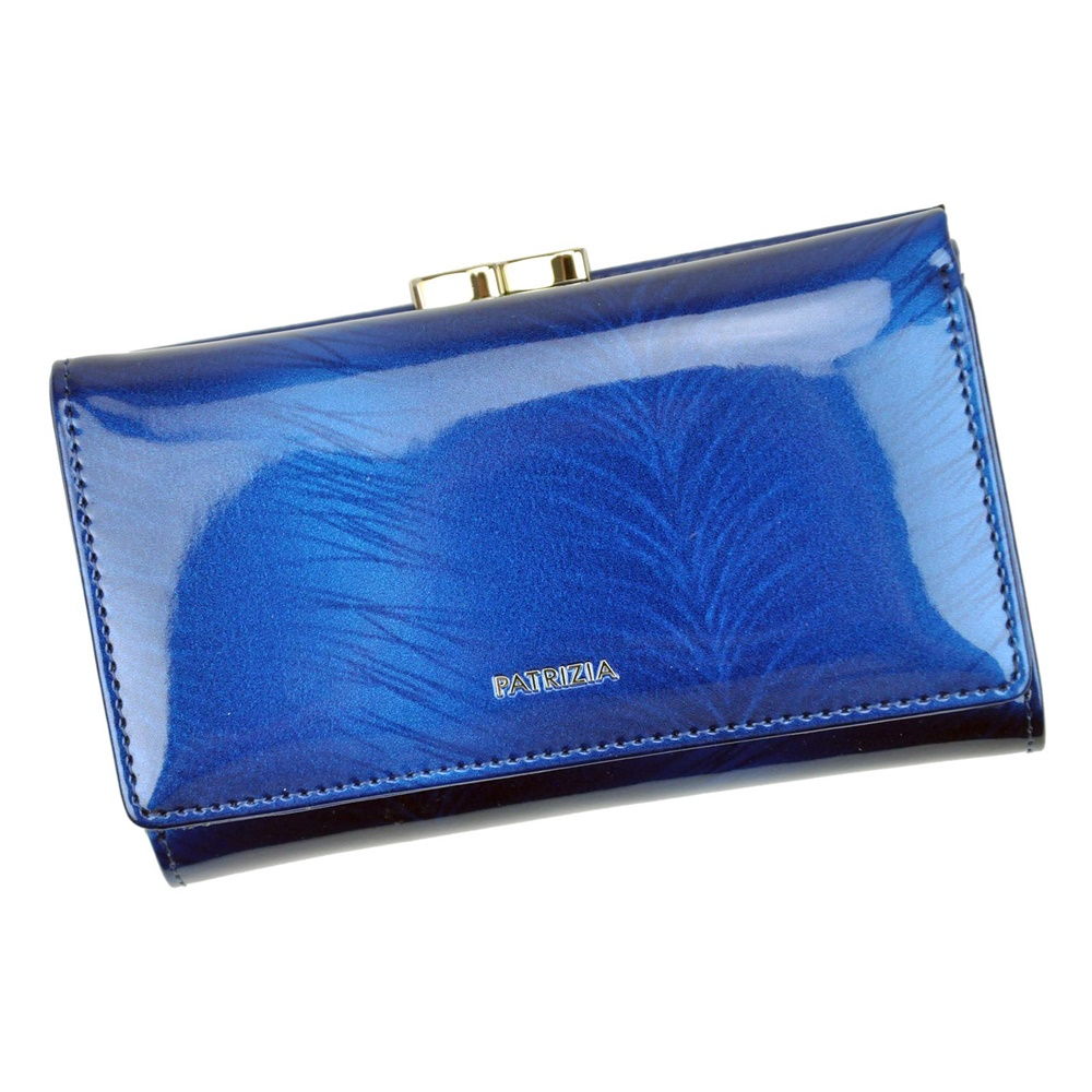 Modrá lesklá kožená peněženka Patrizia Piu FF-108