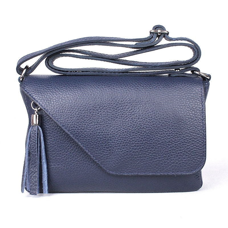 Malá tmavěmodrá kožená crossbody kabelka no. 151