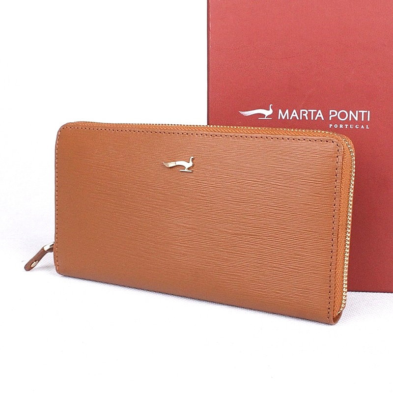 Luxusní celozipová hnědá kožená peněženka Marta Ponti no. P002