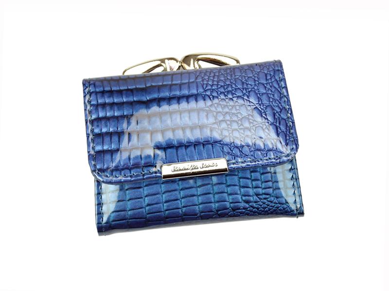 Malá lesklá kožená modrá peněženka Jennifer Jones 5287