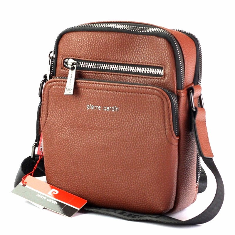 Střední hnědá dvouoddílová crossbody taška Pierre Cardin no. 066