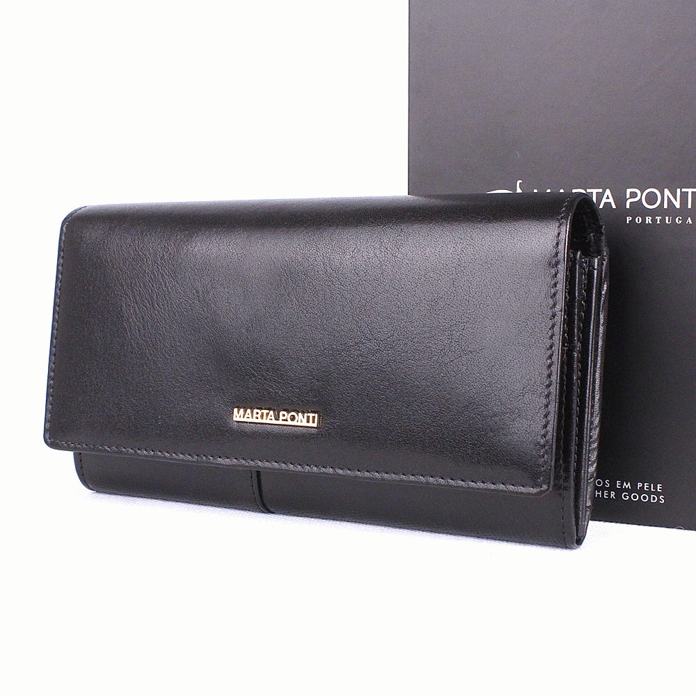 Luxusní černá kožená peněženka Marta Ponti no. 802