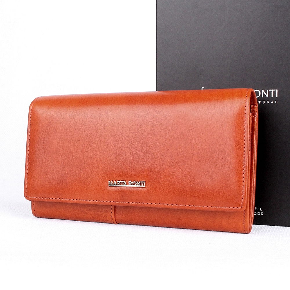 Luxusní hnědá kožená peněženka Marta Ponti no. 802