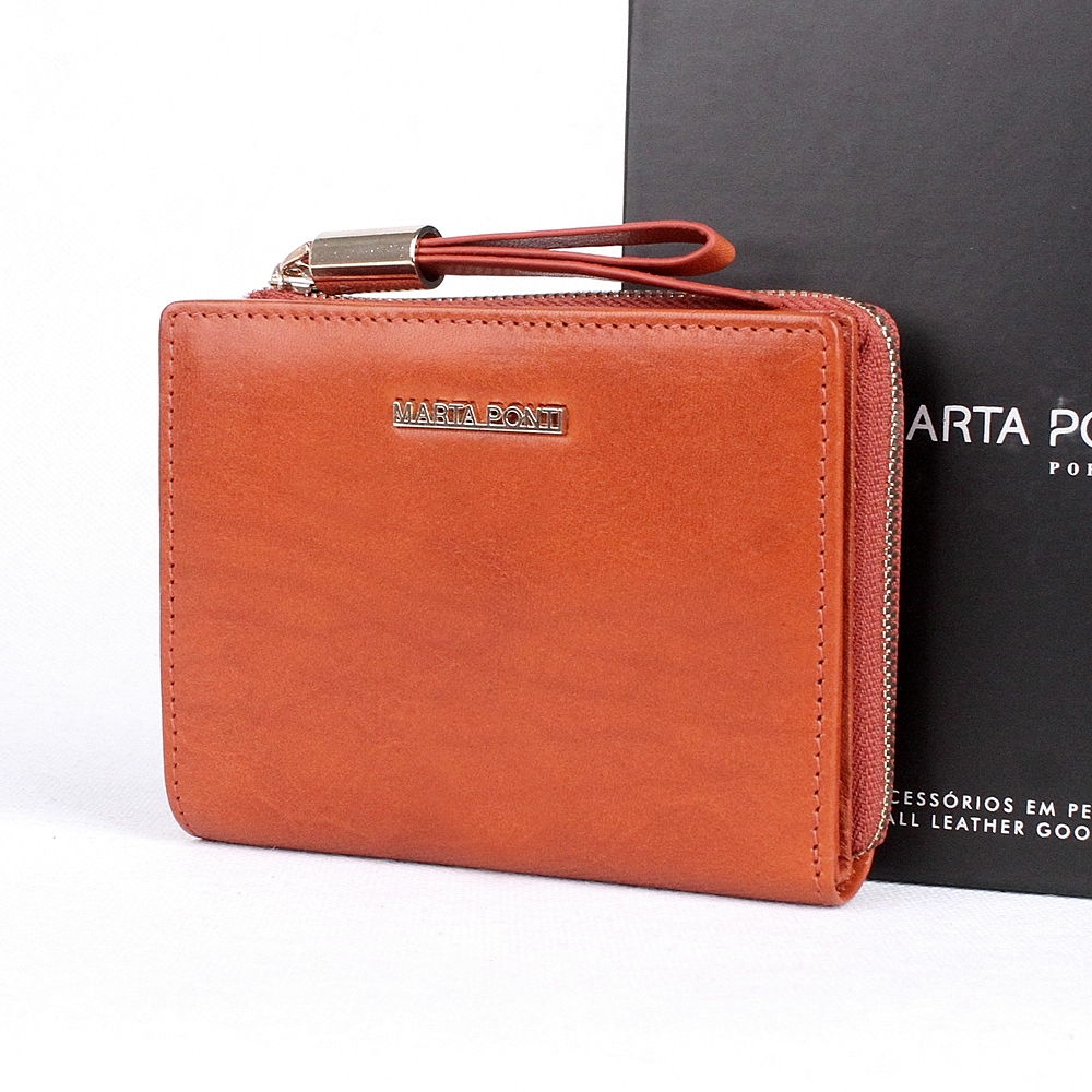 Malá hnědá luxusní kožená peněženka Marta Ponti no. 804