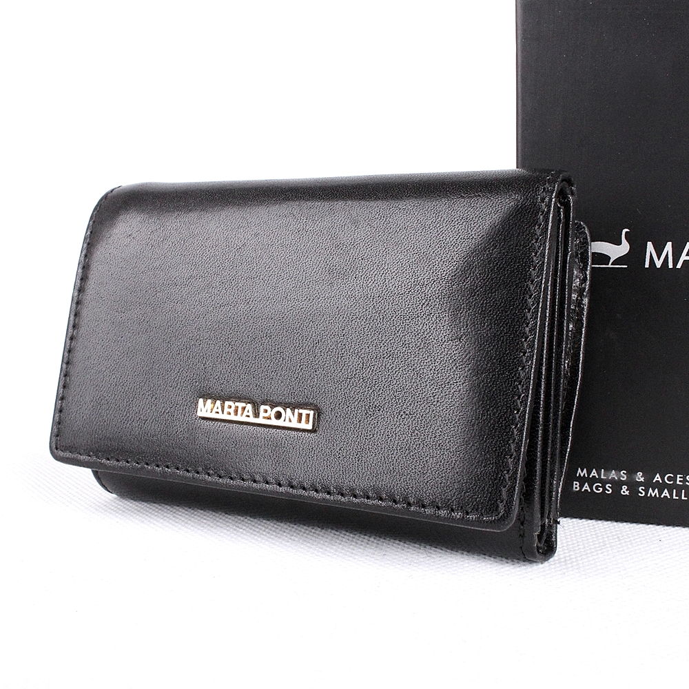 Malá černá luxusní kožená peněženka Marta Ponti no. 806