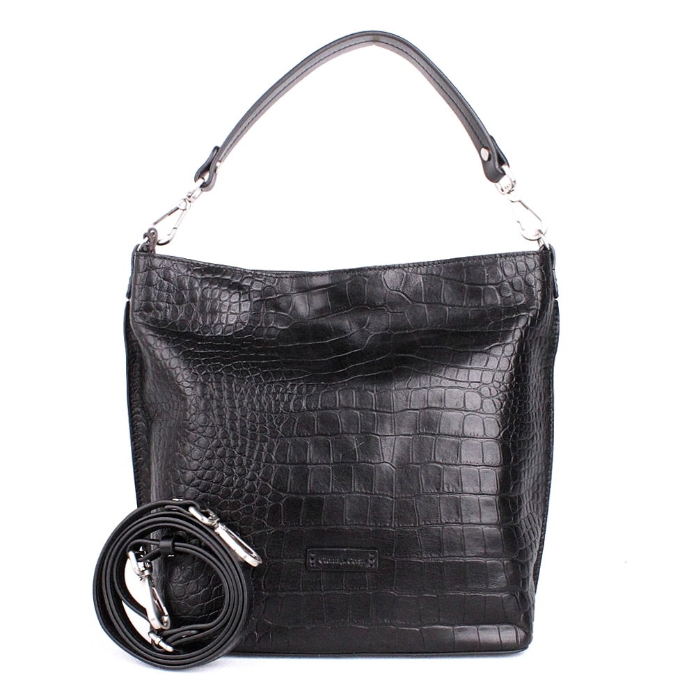 Luxusní černá kožená kabelka na rameno/crossbody Gianni Conti no. 028