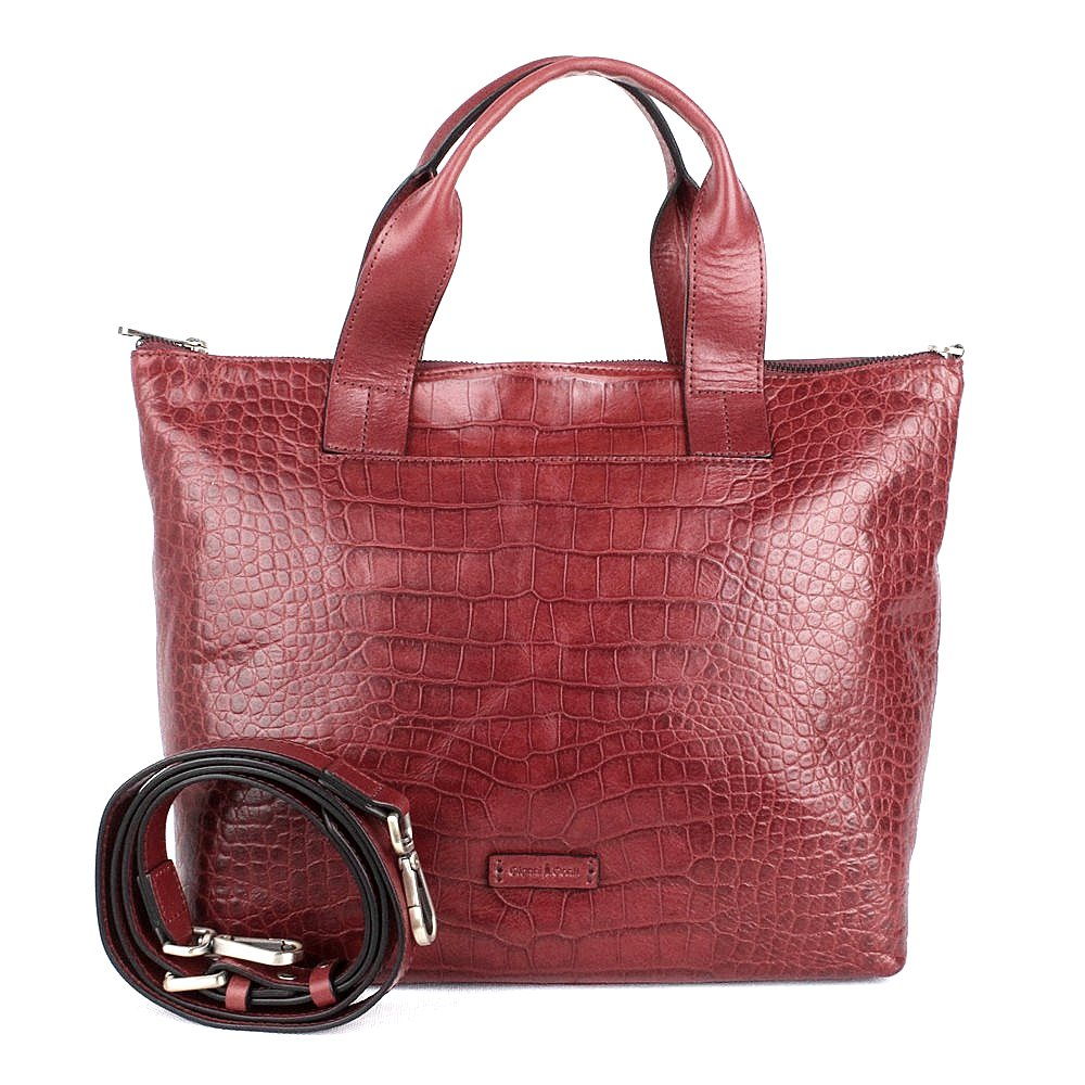 Velká luxusní tmavěčervená kožená kabelka shopperbag do ruky Gianni Conti 14