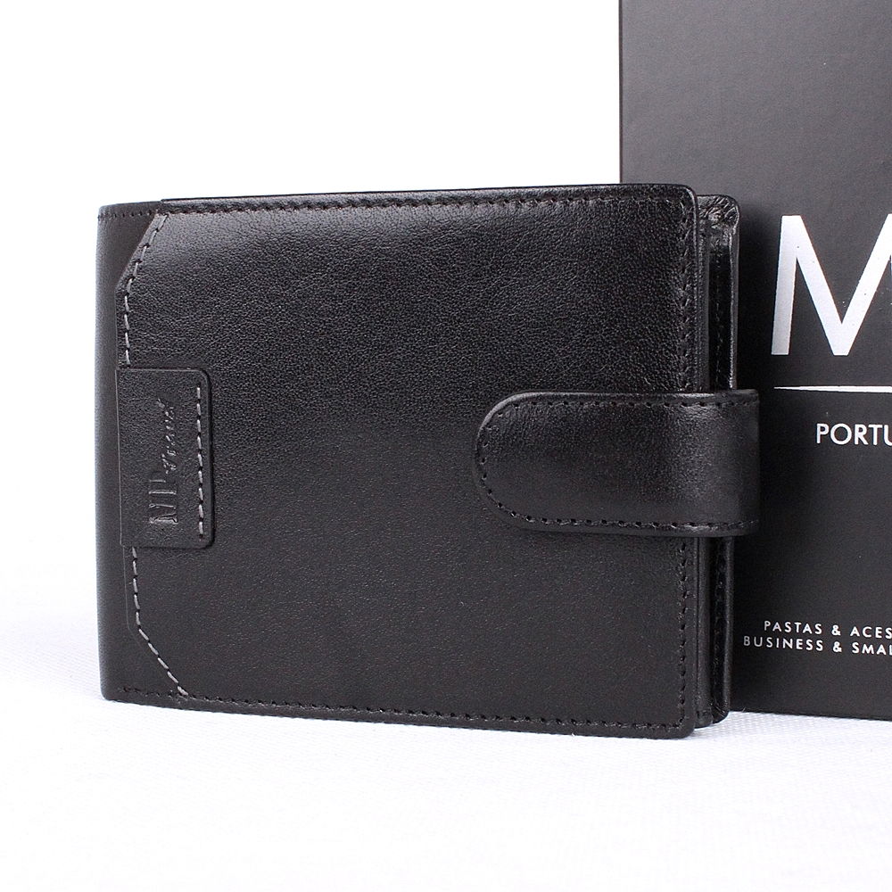 Luxusní černá hladká kožená peněženka Marta Ponti no. B640R + RFID
