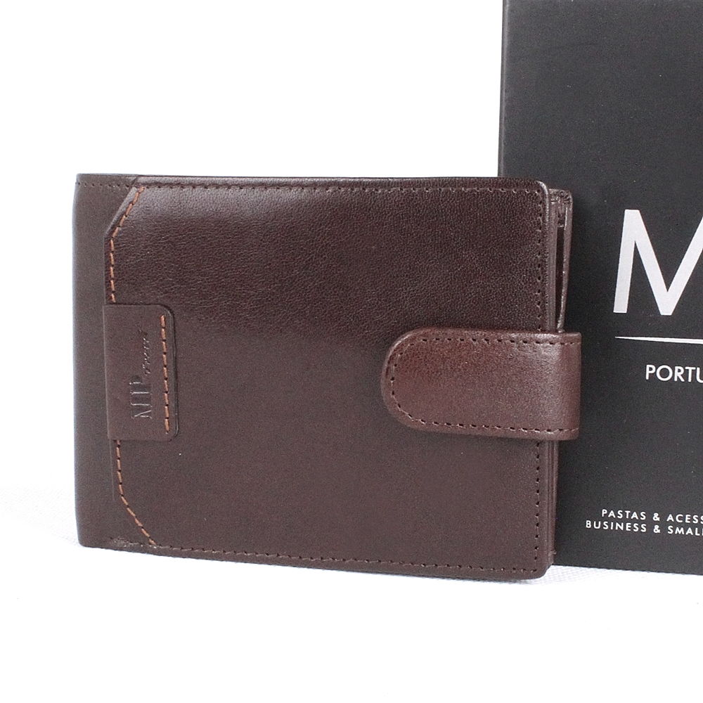 Luxusní tmavěhnědá hladká kožená peněženka Marta Ponti no. B640R + RFID