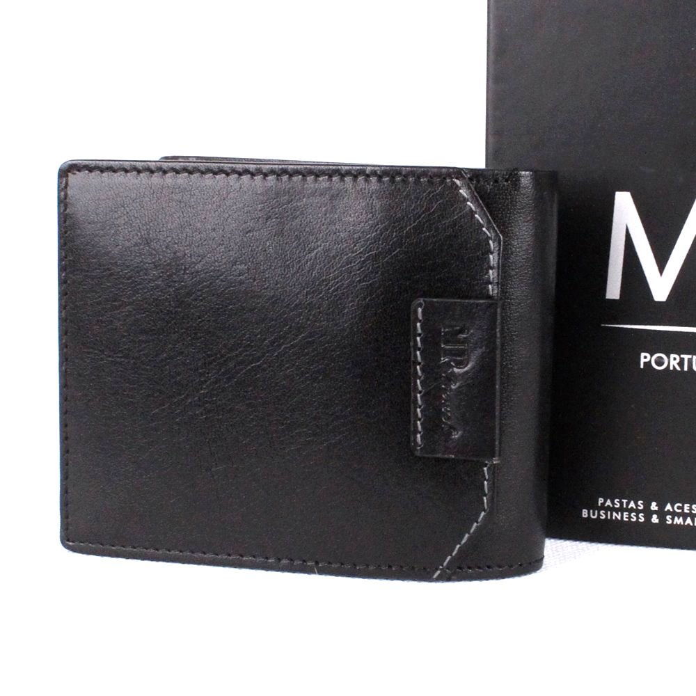 Menší luxusní černá hladká kožená peněženka Marta Ponti no. B636R + RFID