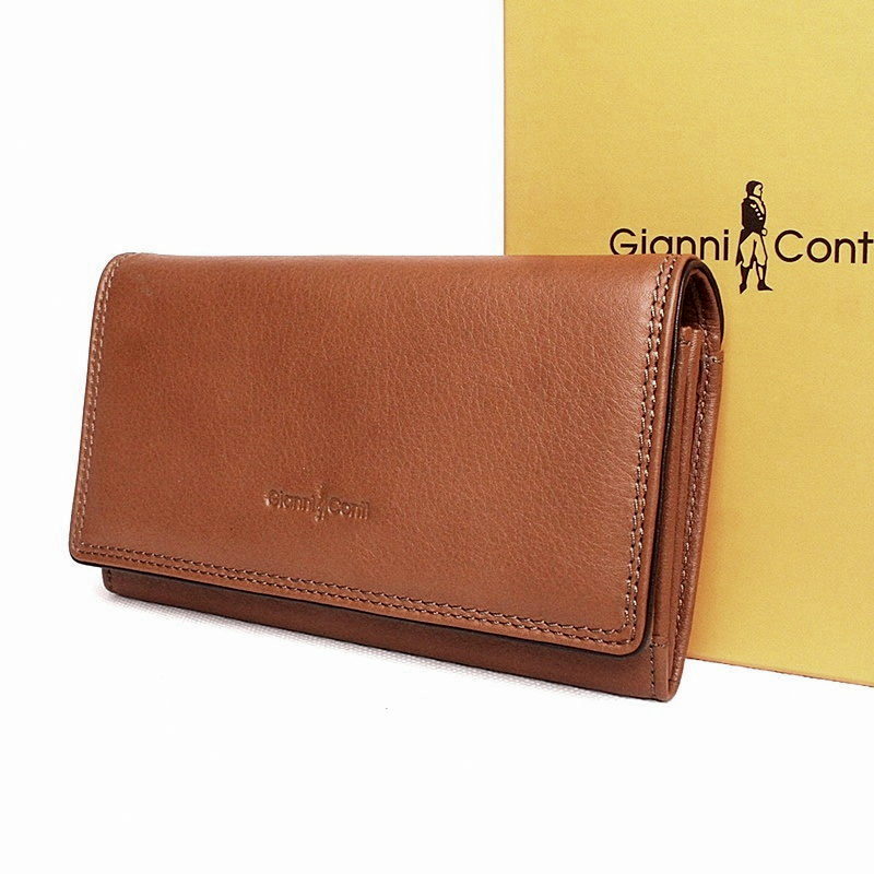 Luxusní hnědá kožená peněženka Gianni Conti no. 588373