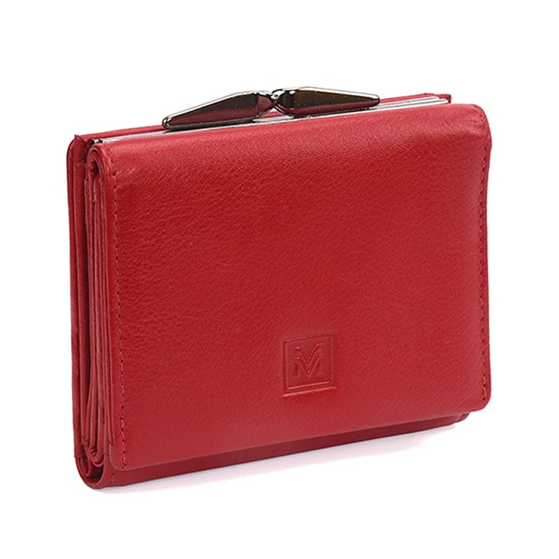 Tříoddílová malá červená kožená peněženka VerMari no. 08