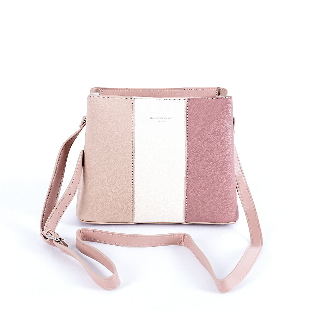 Tříoddílová světlerůžová crossbody kabelka David Jones 6939-1