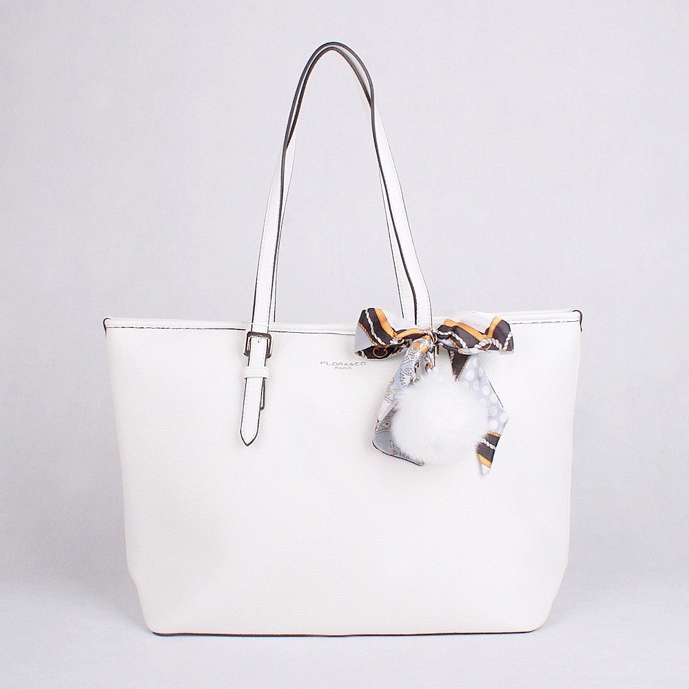 Bílá velká elegantní kabelka na rameno FLORA&CO F2508