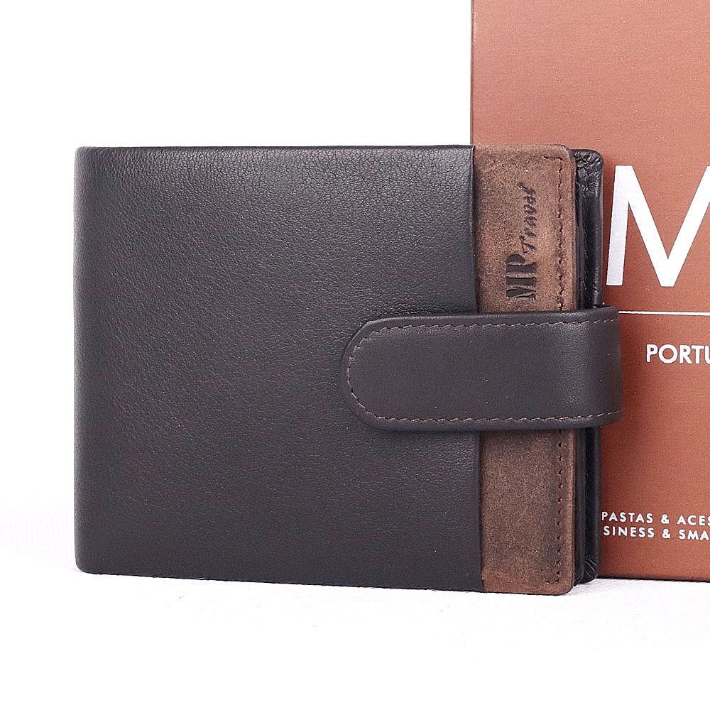 Luxusní tmavěhnědá hladká kožená peněženka Marta Ponti no. 161R + RFID