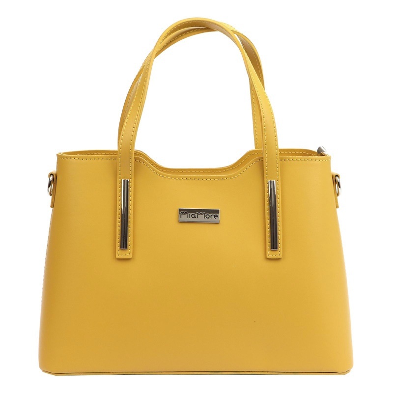 Žlutá středně velká kožená kabelka do ruky Mia More no. 035