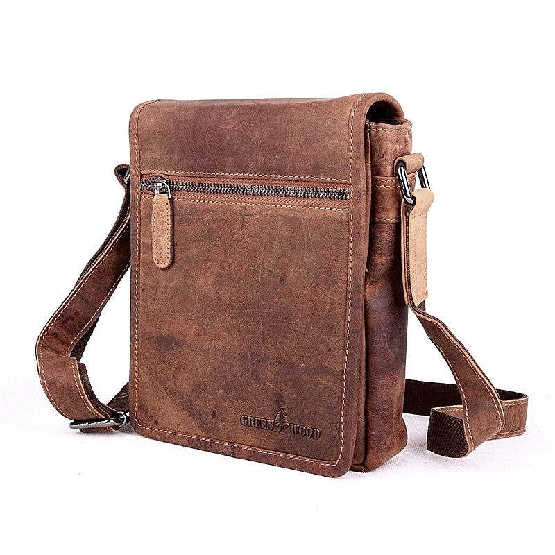 Malá/střední hnědá kožená crossbody taška GreenWood no. 196630