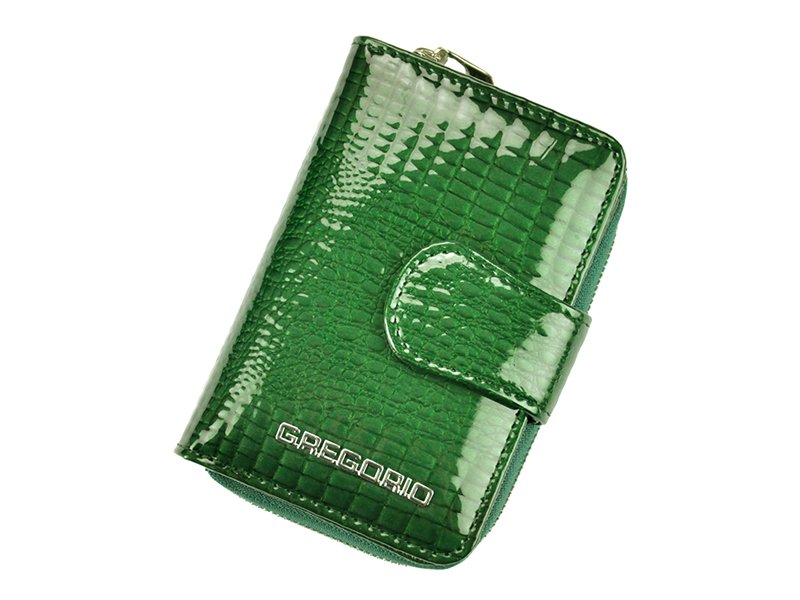 Lesklá zelená kožená peněženka Gregorio GF115