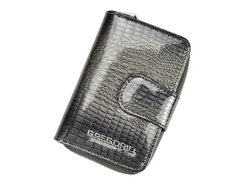 Lesklá šedá kožená peněženka Gregorio GF115