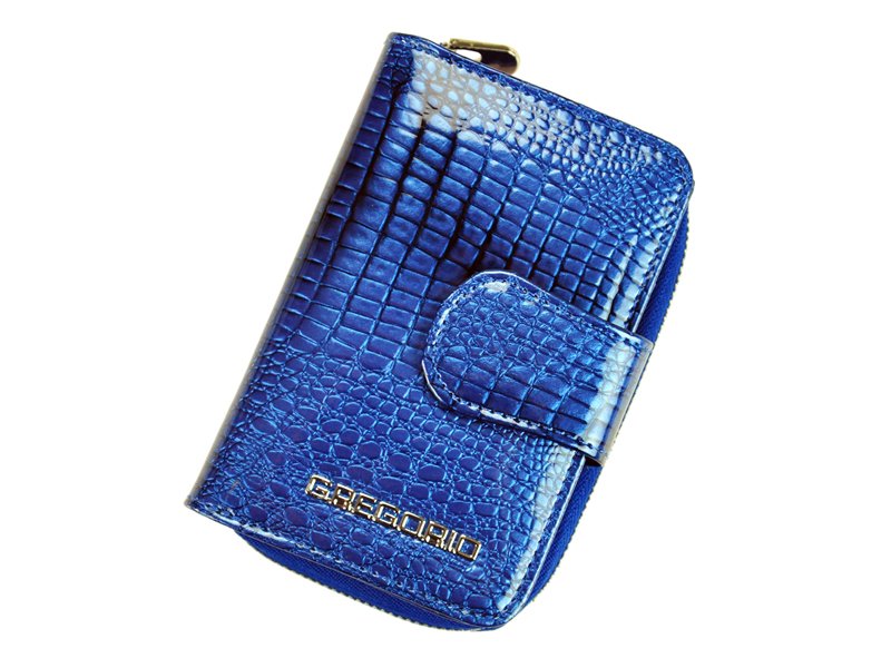 Lesklá modrá kožená peněženka Gregorio GF115