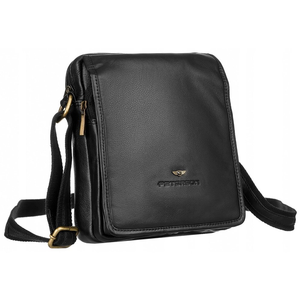 Malá/střední černá kožená crossbody taška Peterson 5031