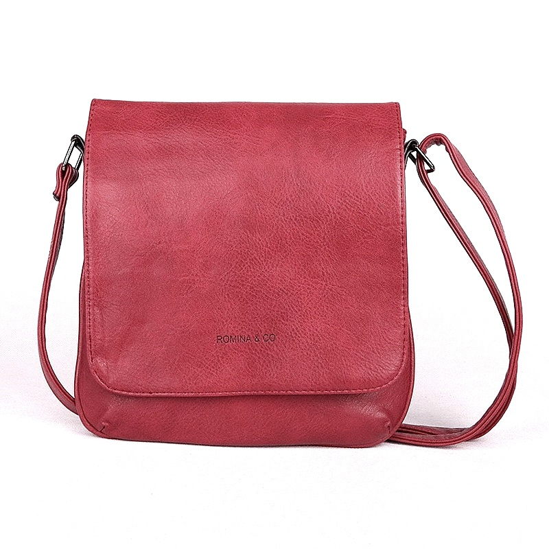 Malá tmavěčervená crossbody kabelka ROMINA & CO F21 s klopou